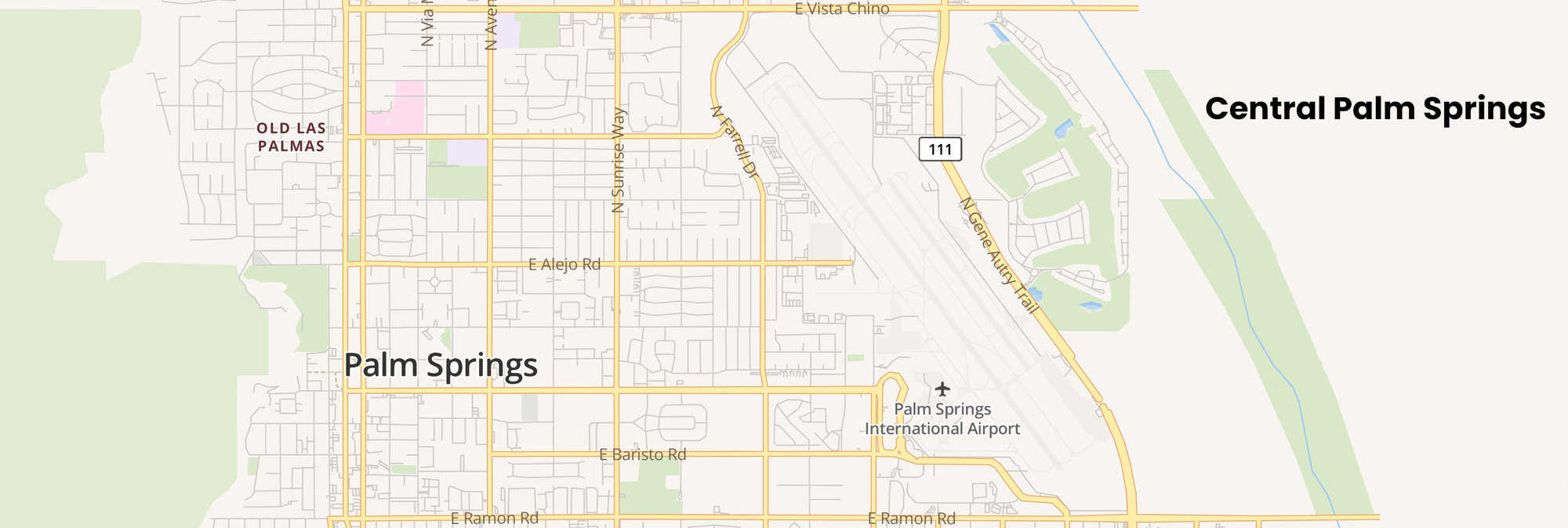 A map of Central Palm Springs.