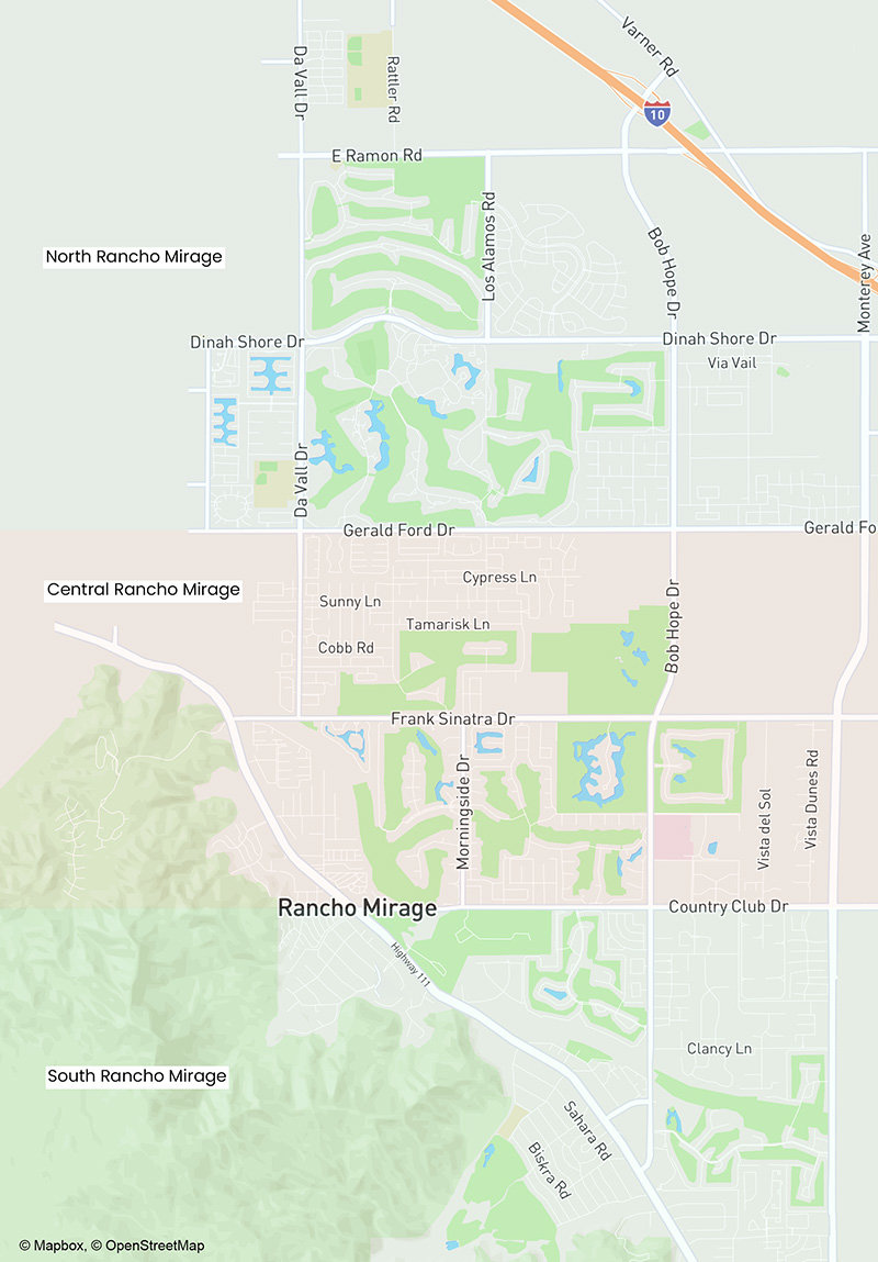 A map of Rancho Mirage