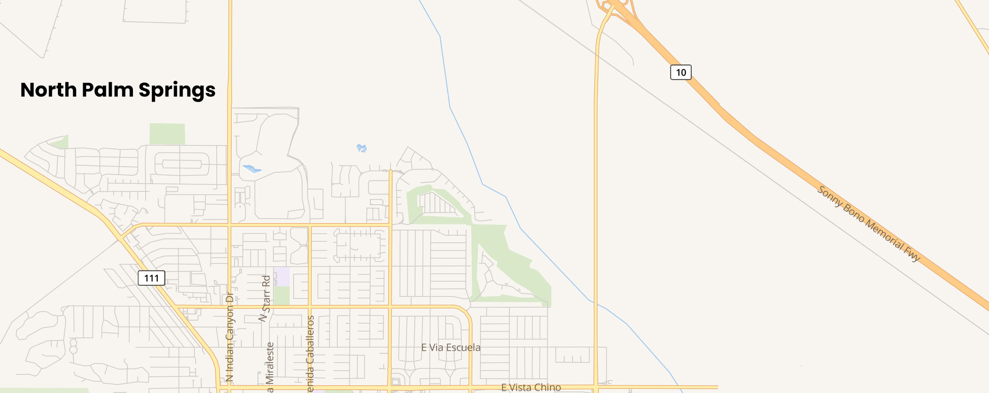 A map of North Palm Springs.