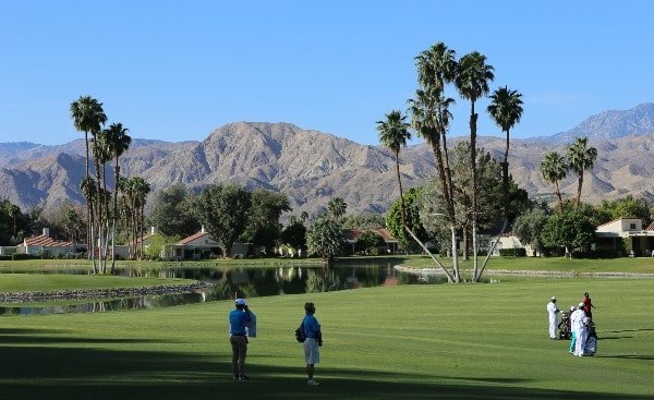 Golfers look out over Rancho Mirage landscape