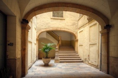 courtyard in a spanish style home